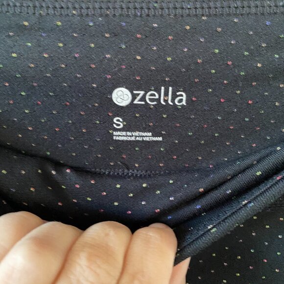 Zella Leggings Womens Small Cropped Black Dotted Activewear Athletic Capri Pants - Picture 3 of 5